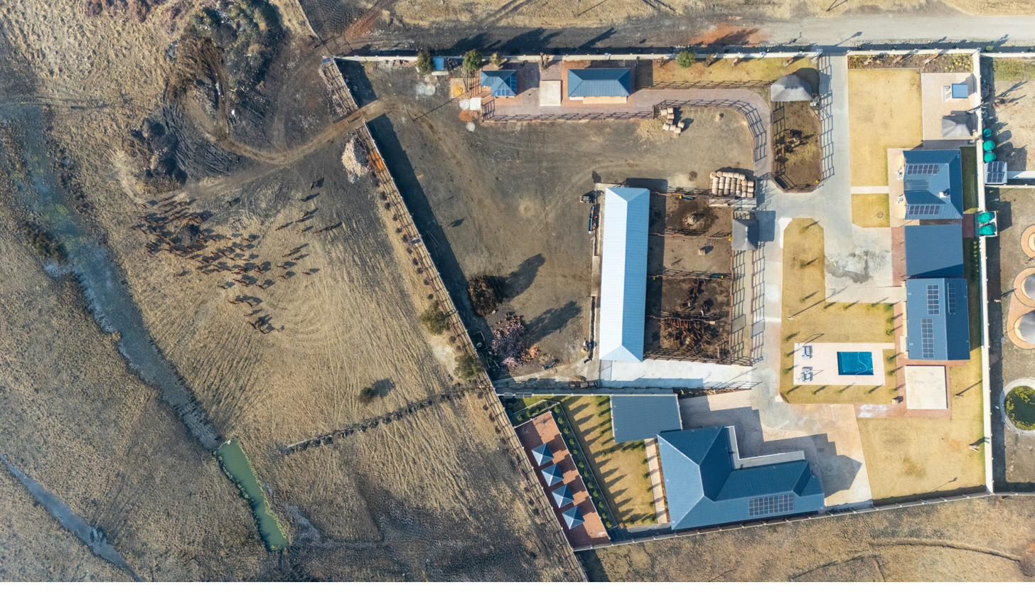 Aerial view of the DRM Livestock farm facility near Johannesburg, South Africa